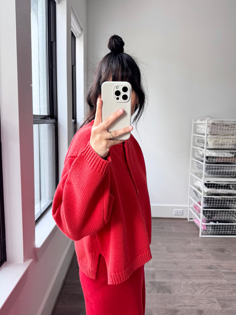 Shiloh Cotton Cardigan, Coral