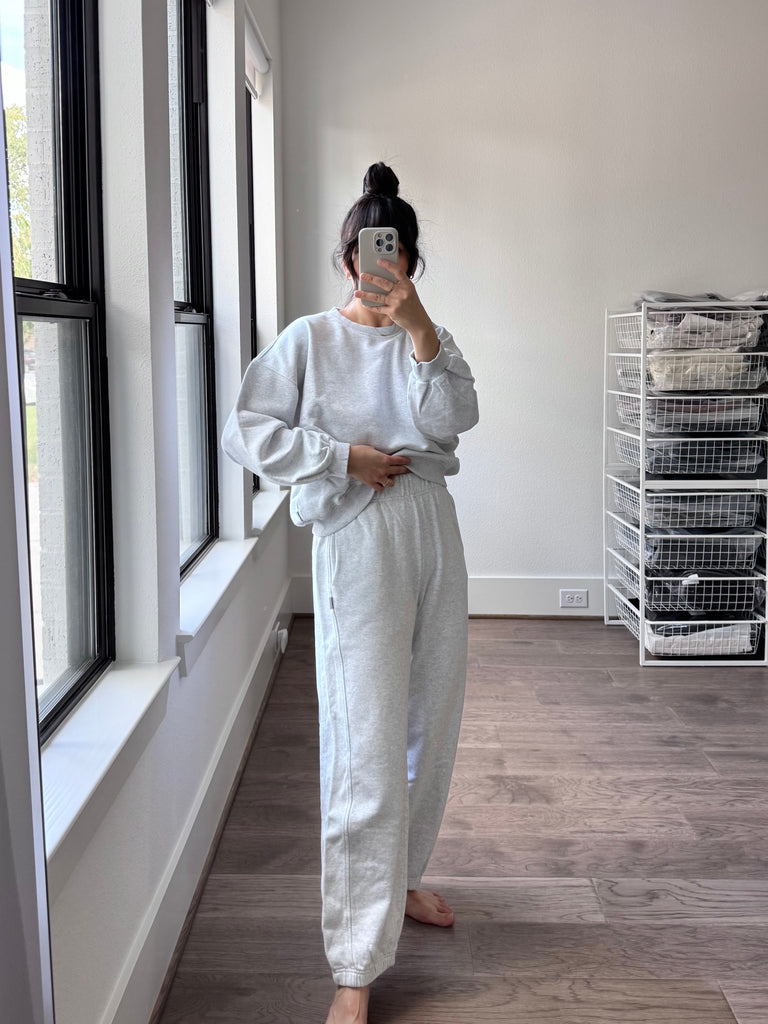 French Terry Balloon Pants, Icy Grey