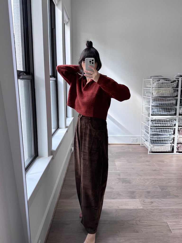 Baby Alpaca Polo Sweater, Terracotta