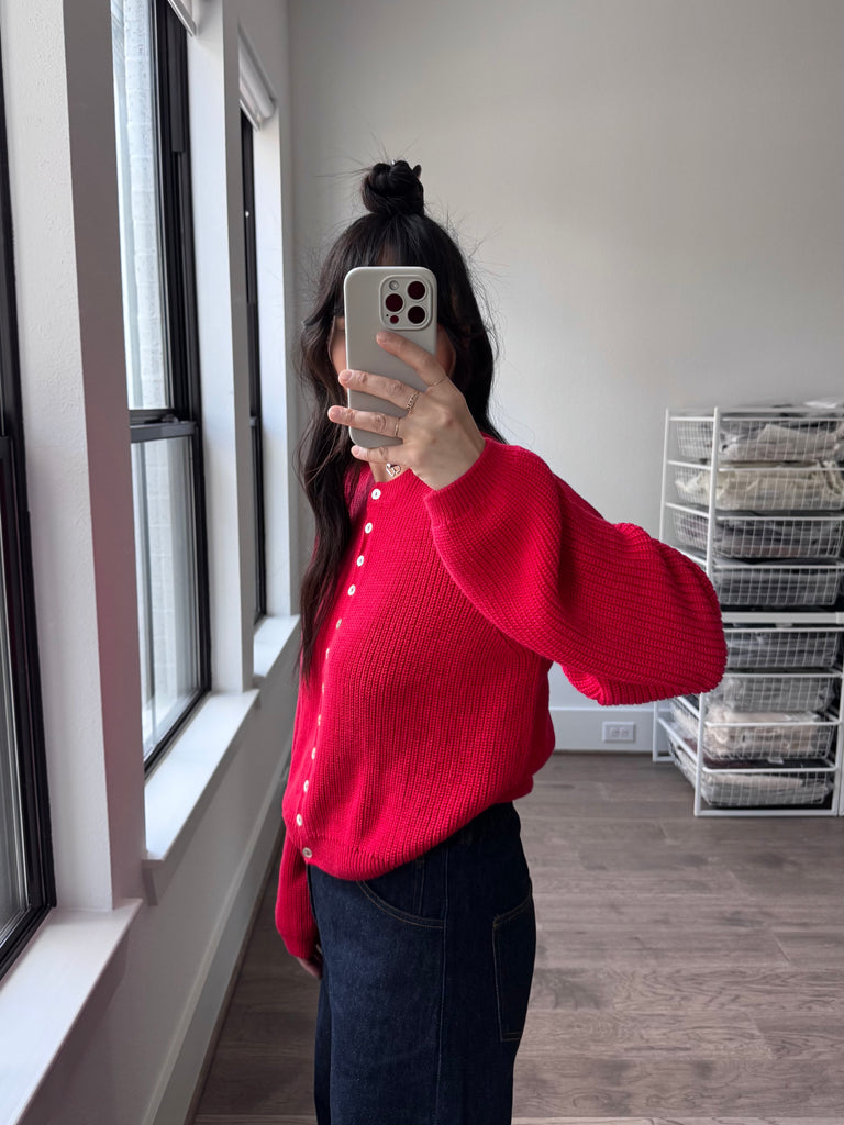 Sonderhaus - Harbor Cardigan, Cherry Red | Sunchild®