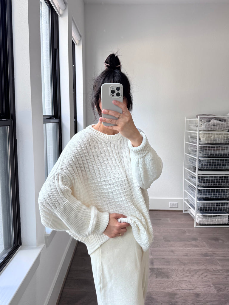 Delčia Cotton Sweater, Off White