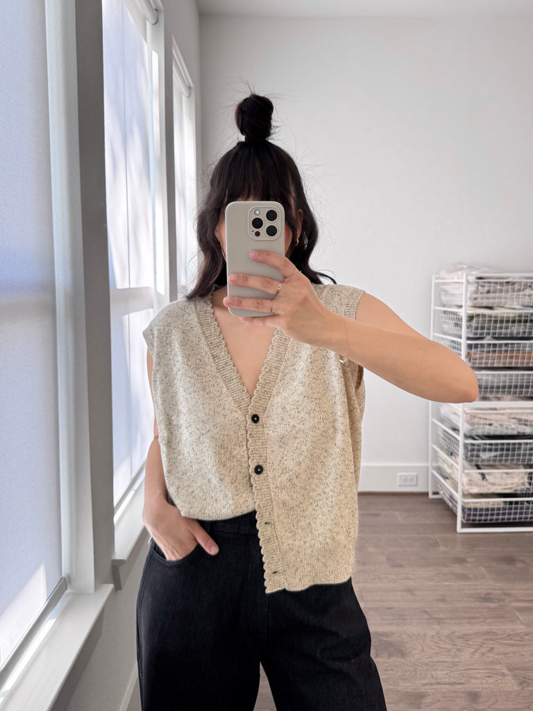 Flecked Cotton Waistcoat, Natural