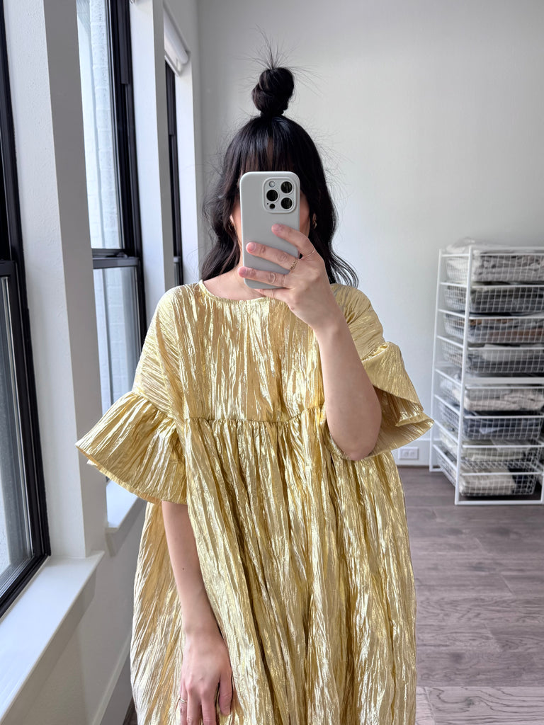 Mushroom Dress, Gold Metallic