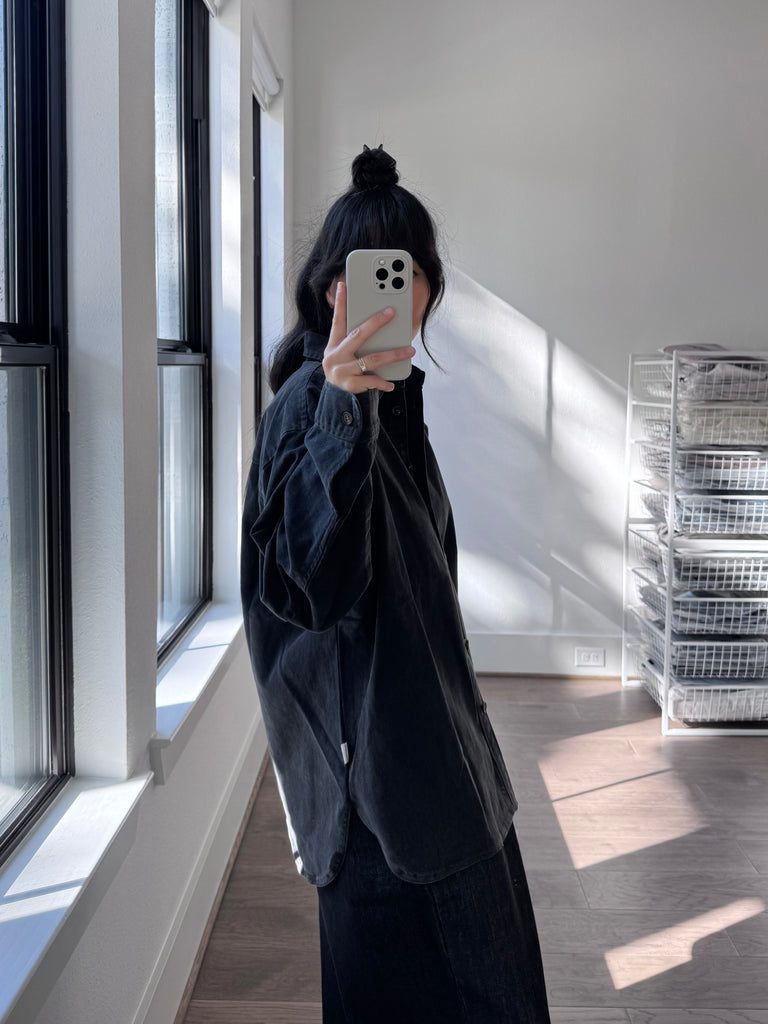 Theo Heavy Denim Jacket, Black Denim