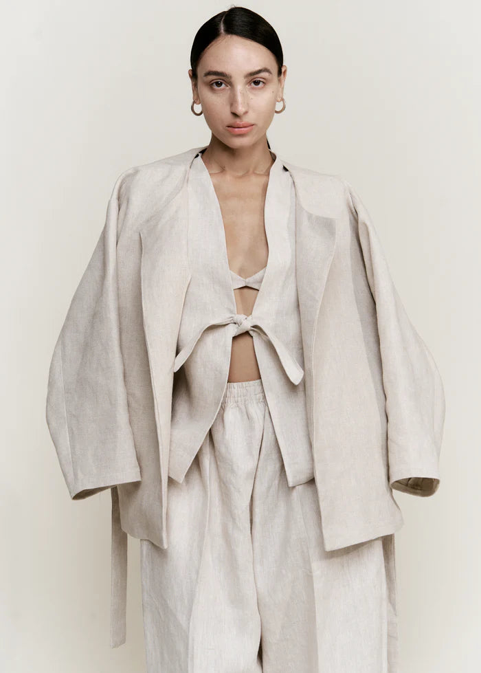 Roomy Vest, Oatmeal Melange Linen