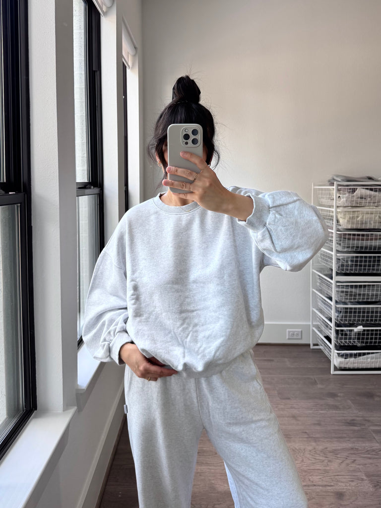 French Terry Balloon Pants, Icy Grey