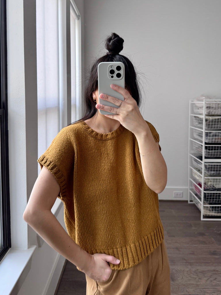 Pierre Cotton Sweater Top, Dijon