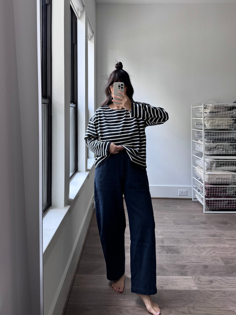 Sailor Top, White Stripe on Navy
