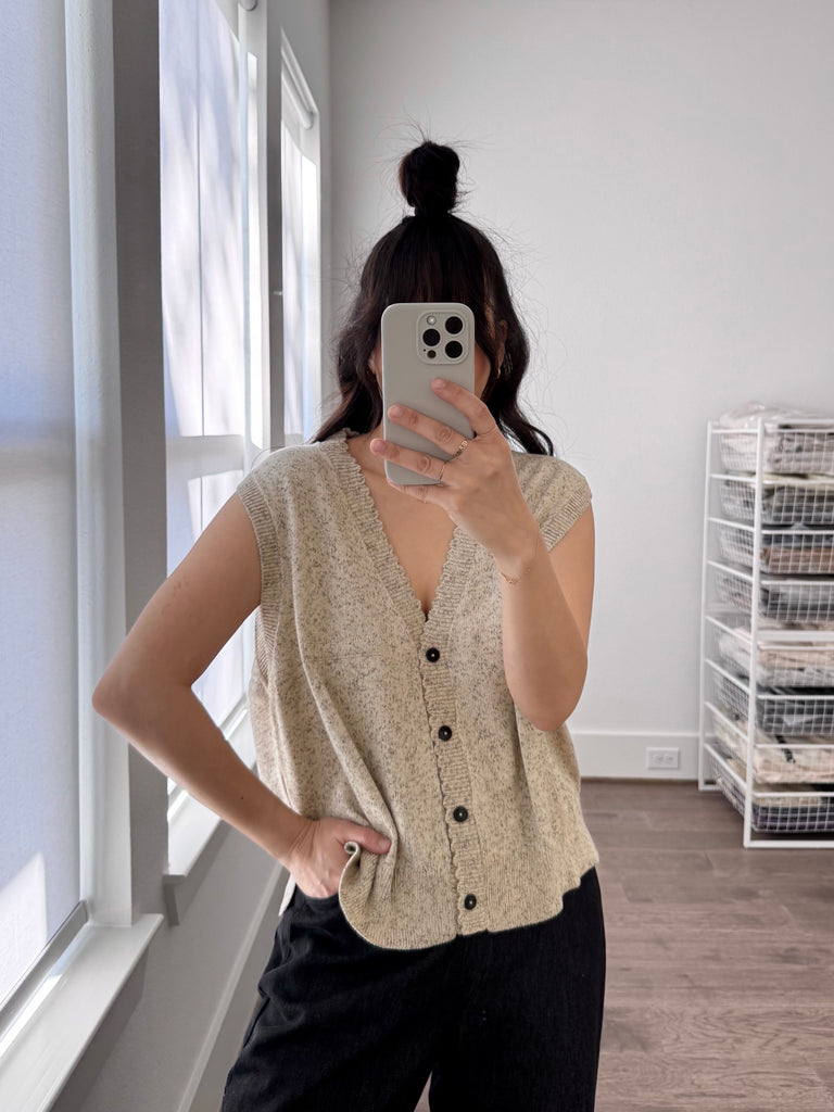 Flecked Cotton Waistcoat, Natural
