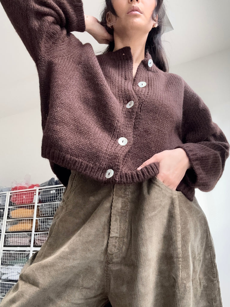Sheba Cardigan Sweater, Chocolate
