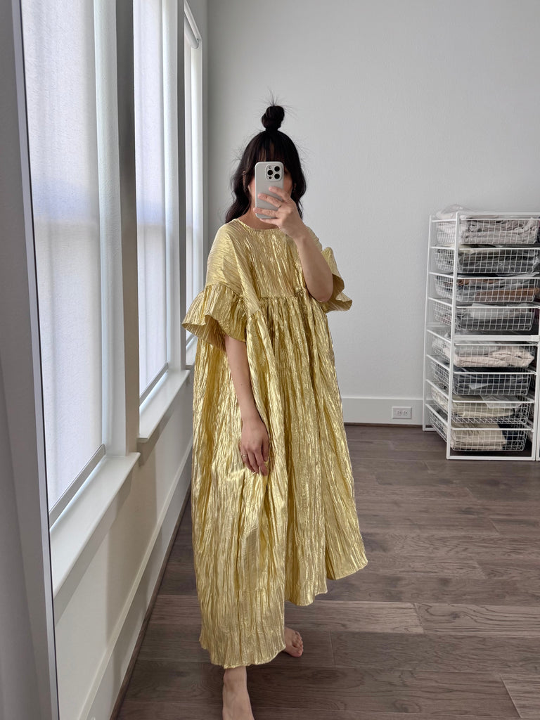 Mushroom Dress, Gold Metallic
