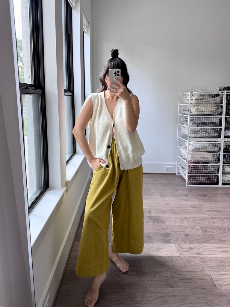Mid Easy Pant, Chartreuse Linen
