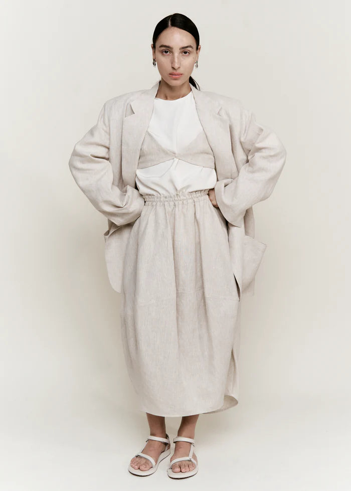 Boxy Blazer, Oatmeal Melange Linen