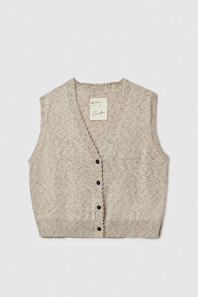 Flecked Cotton Waistcoat, Natural