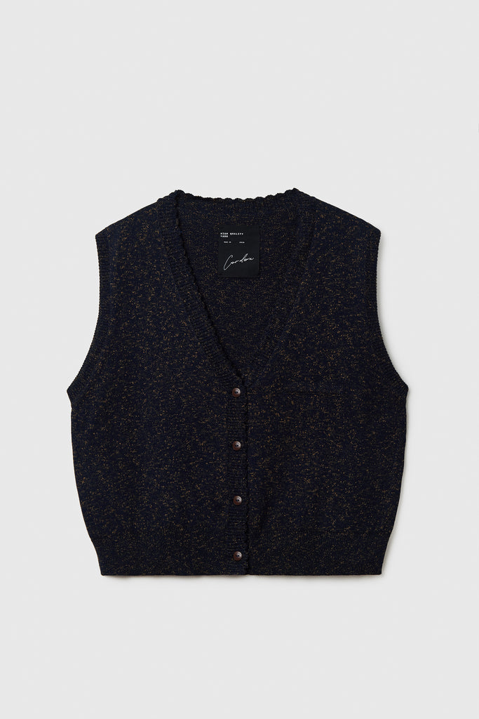 Flecked Cotton Waistcoat, Navy