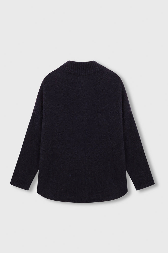 Baby Alpaca Polo Jacket, Navy