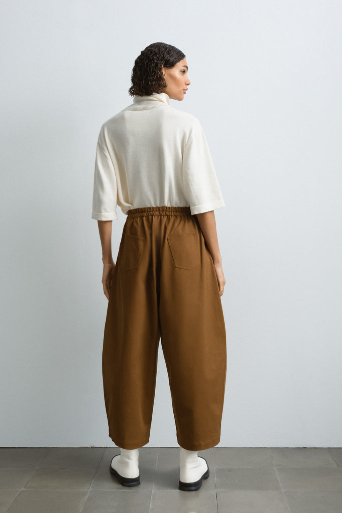 Soft Cotton Curved Pants, Toffee