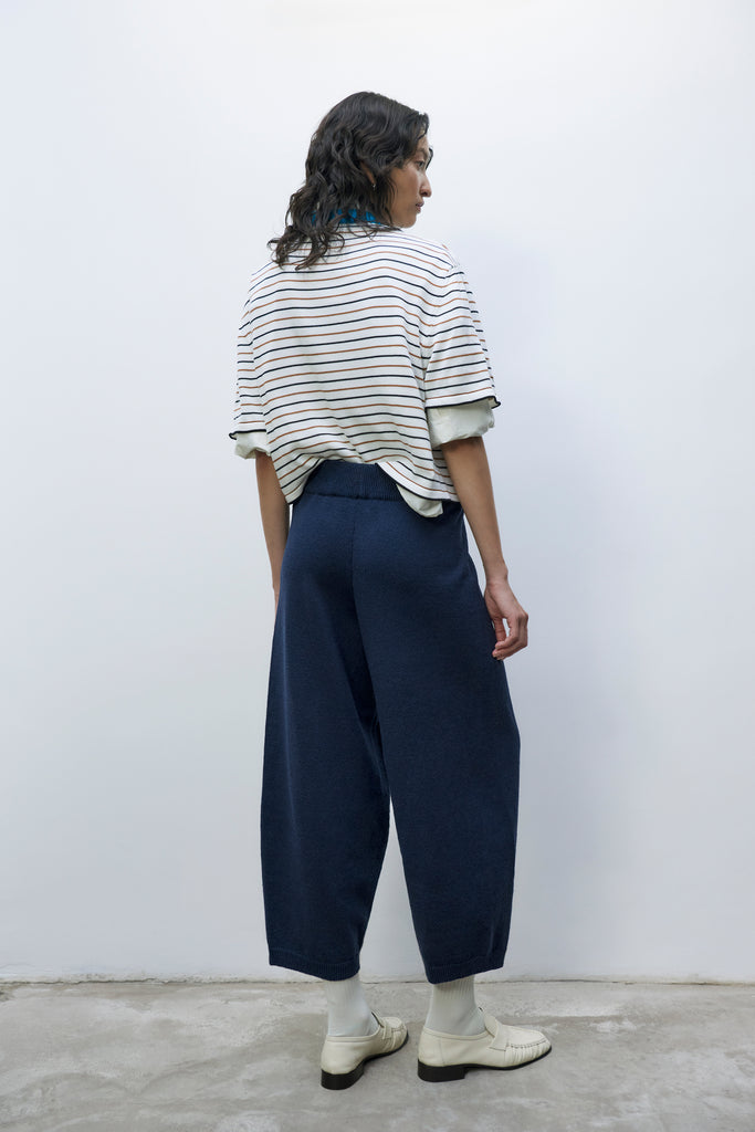 Cotton Knited Pants, Navy
