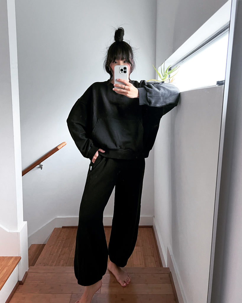 French Terry Balloon Pants, Red Tulip