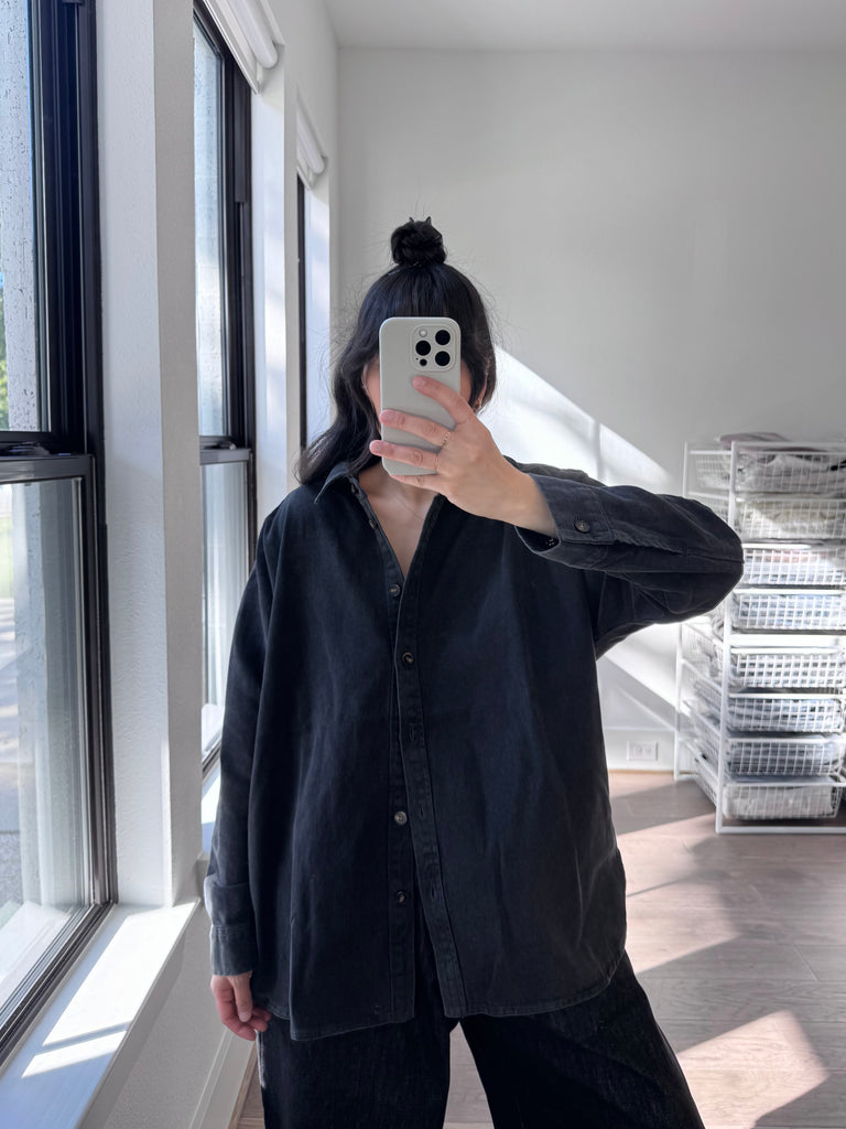 Theo Heavy Denim Jacket, Black Denim