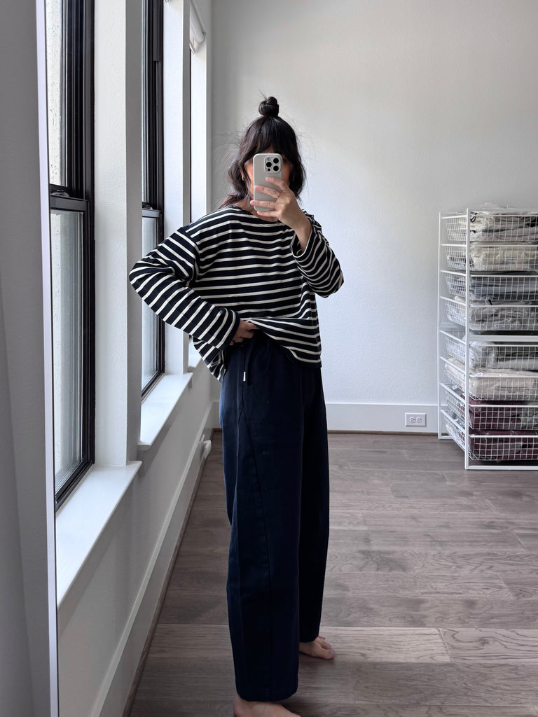Sailor Top, White Stripe on Navy
