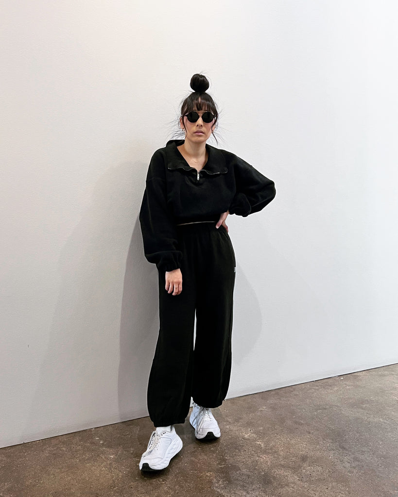 French Terry Balloon Pants, Red Tulip