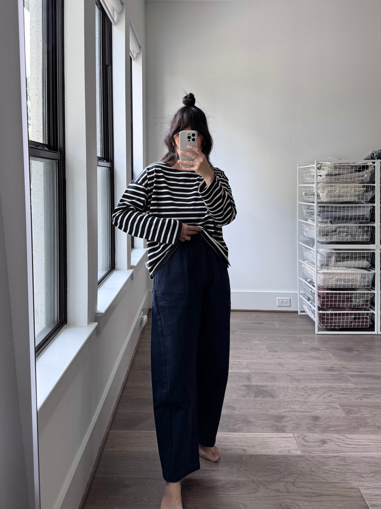 Sailor Top, White Stripe on Navy