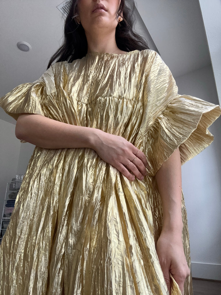 Mushroom Dress, Gold Metallic