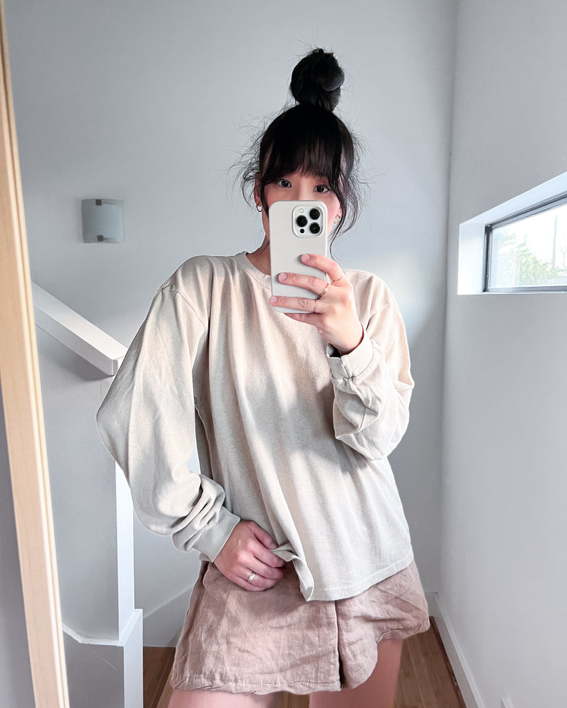 Cropped Long Sleeve Tee, Canvas
