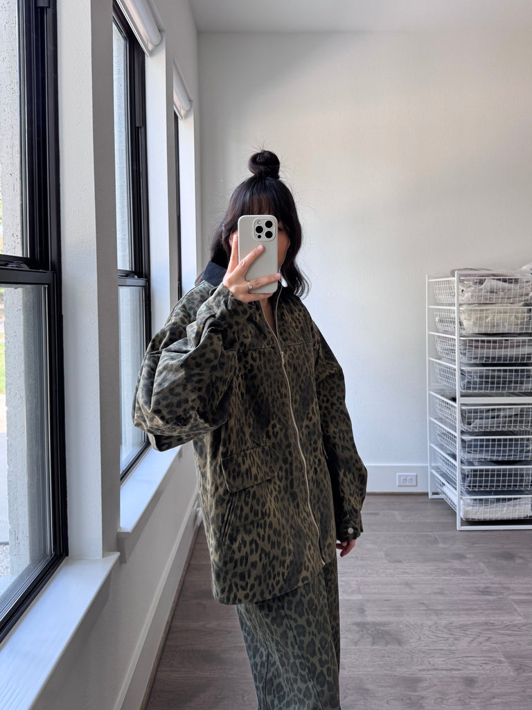 Genevieve Jacket, Olive Leopard