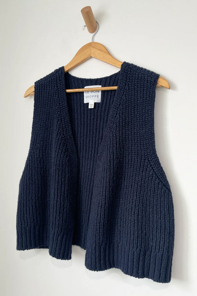 Granny Cotton Sweater Vest, Navy