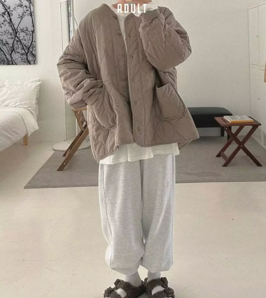 Hazel Quilt Jacket, Warm Grey