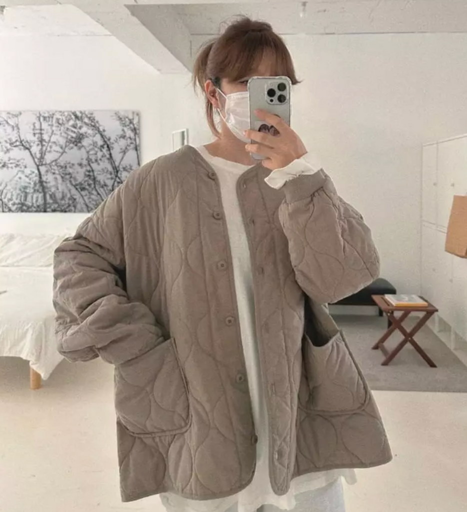 Hazel Quilt Jacket, Warm Grey