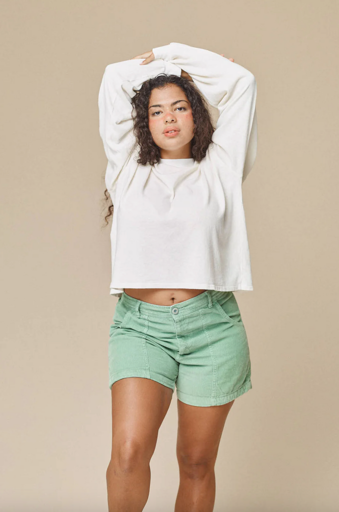 Cropped Long Sleeve Tee, Canvas