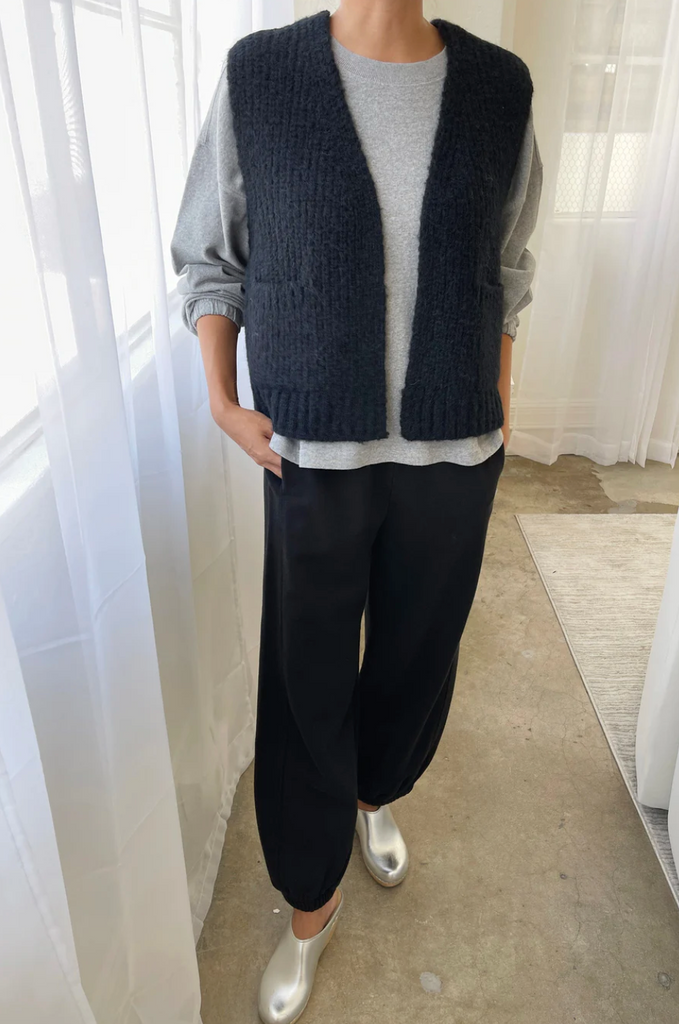 French Terry Balloon Pants, Black