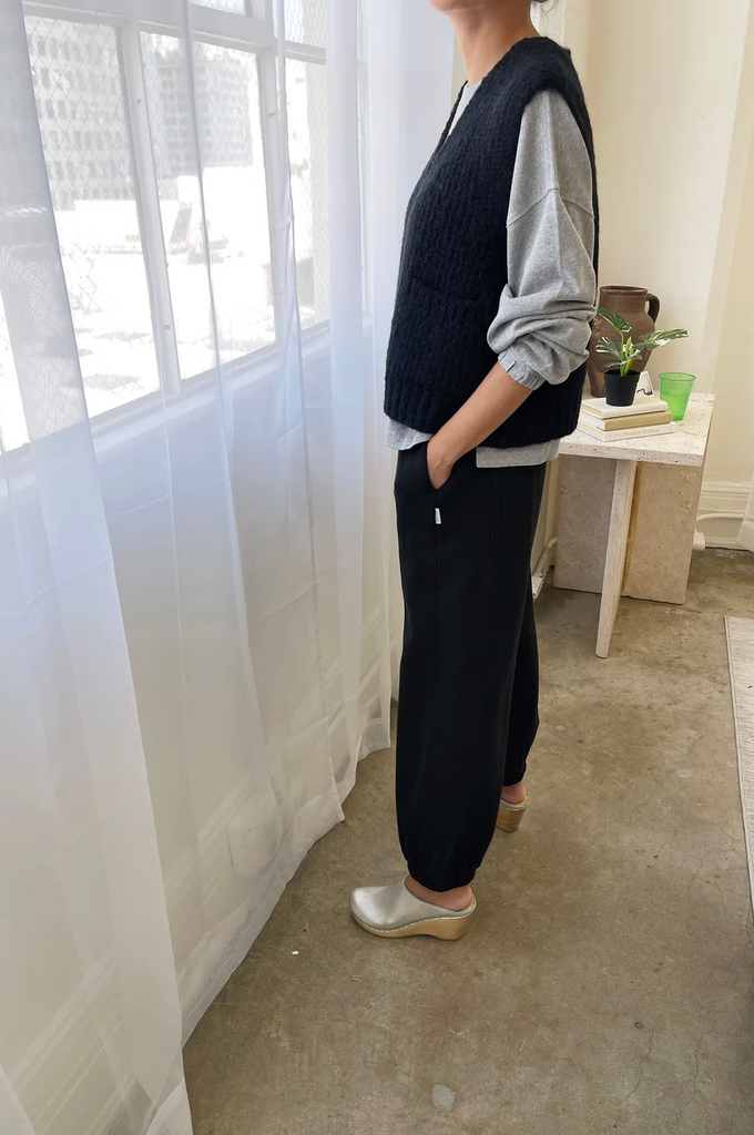 French Terry Balloon Pants, Black