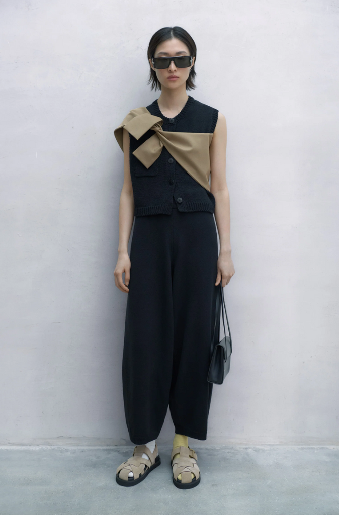 Cotton Knitted Pants, Black