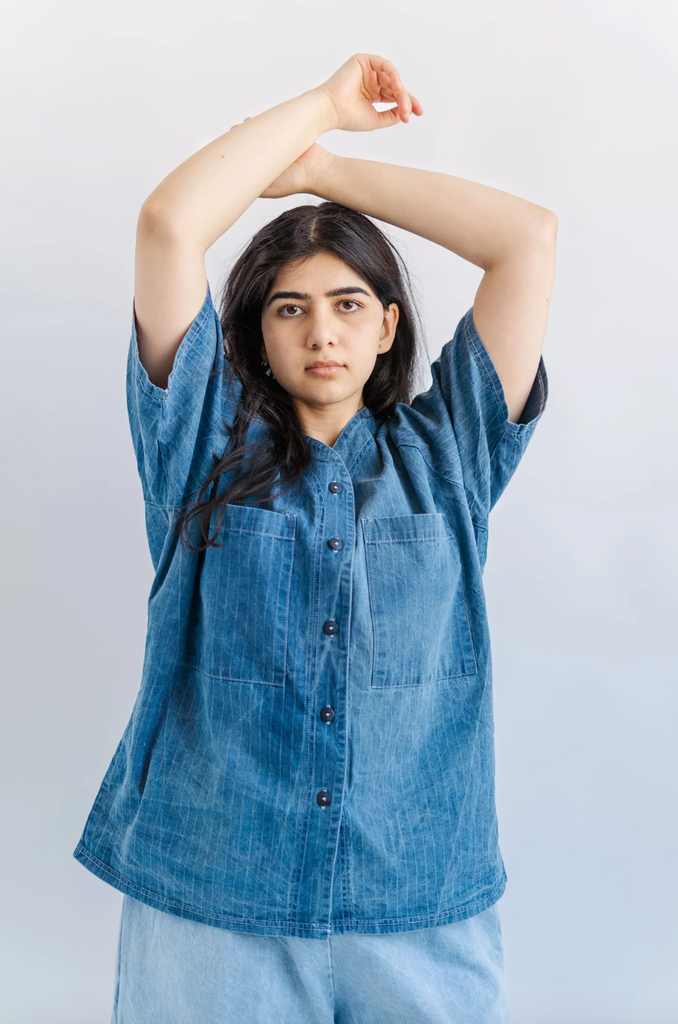 Baseball Tee, Striped Denim