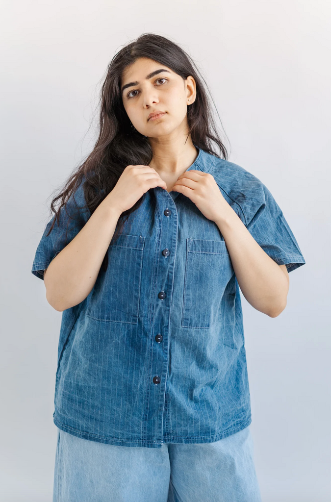 Baseball Tee, Striped Denim