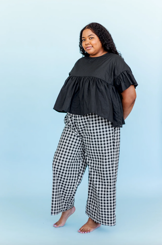 Mushroom Top, Black Cotton