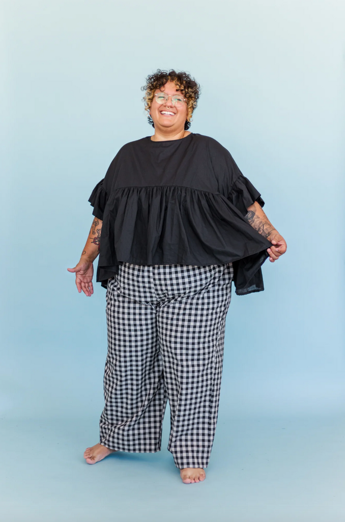 Mushroom Top, Black Cotton