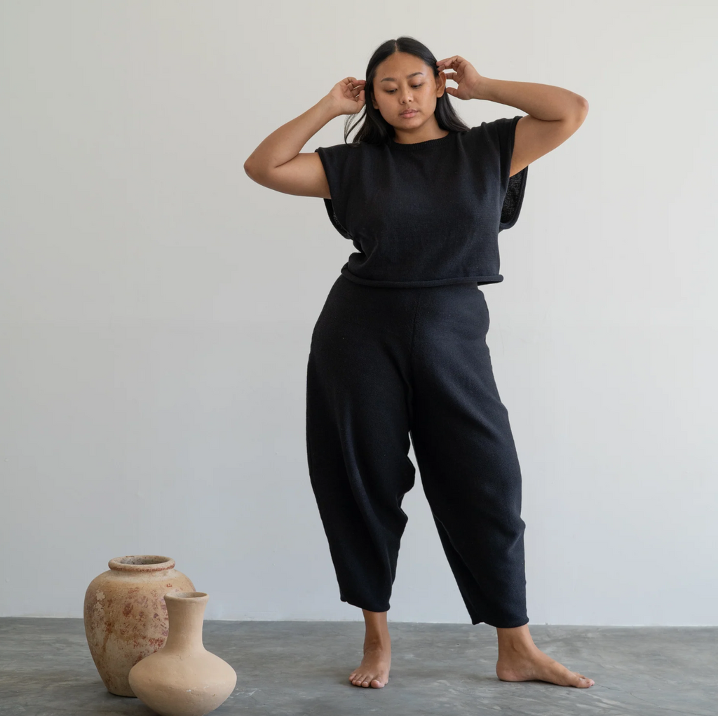 Elke Knit Volume Pant, Black