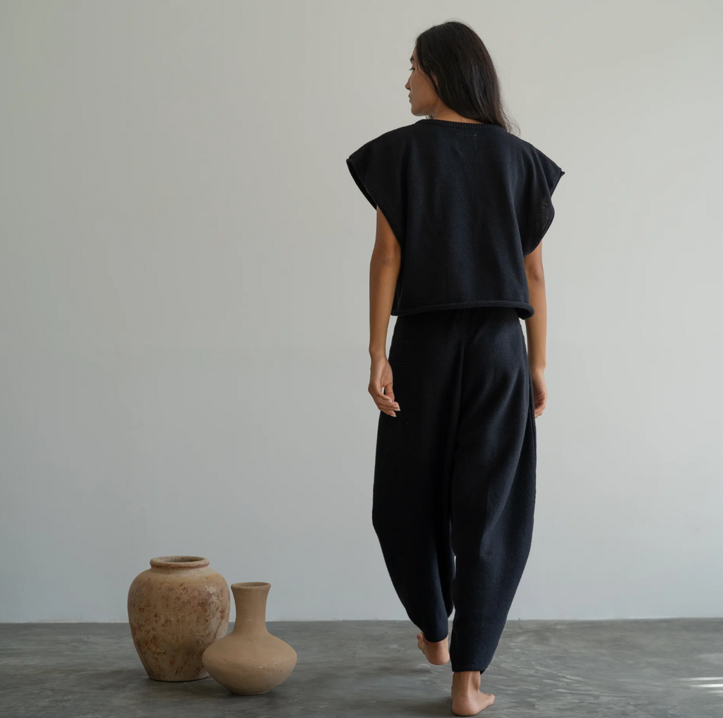 Elke Knit Volume Pant, Black