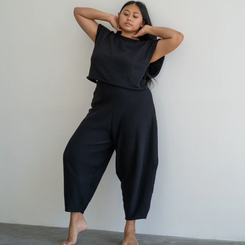 Elke Knit Volume Pant, Black
