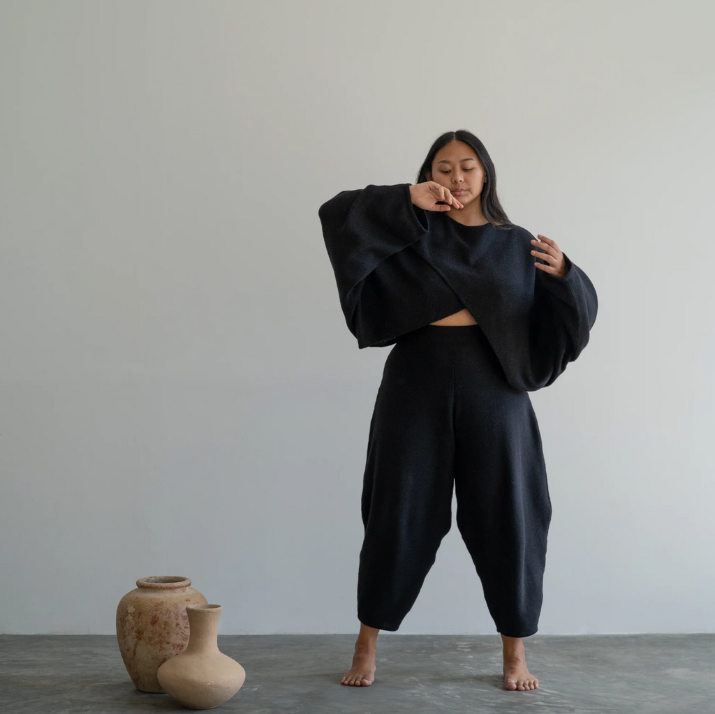 Elke Knit Volume Pant, Black