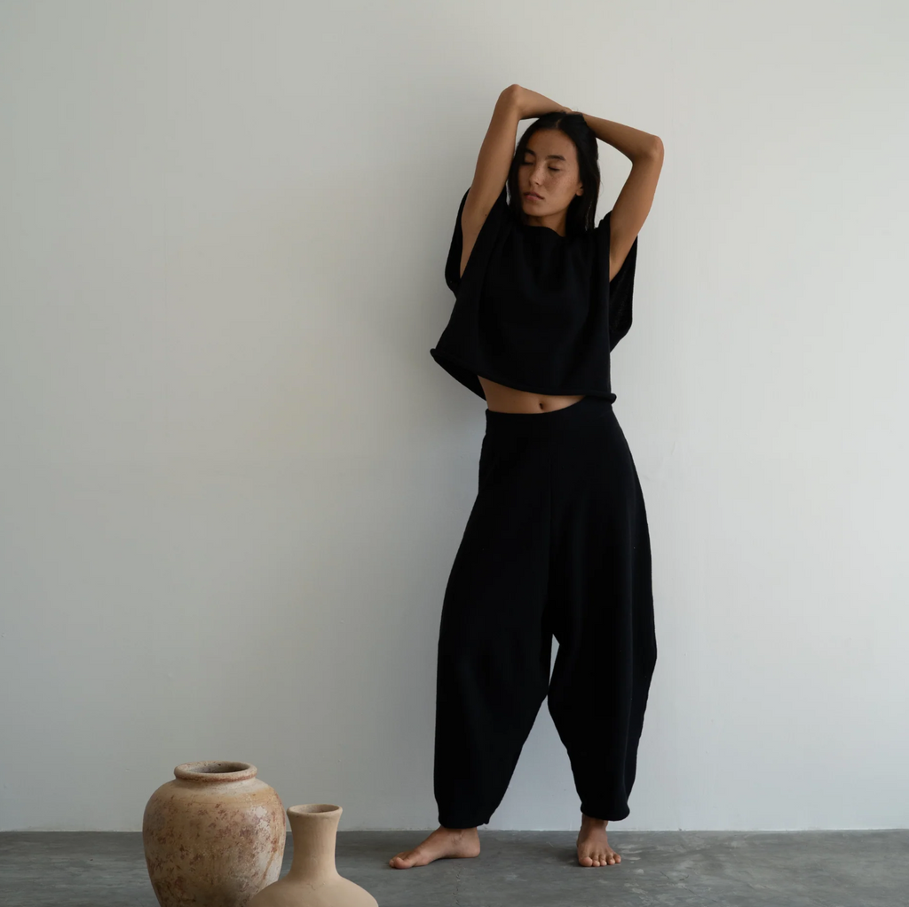 Elke Knit Volume Pant, Black