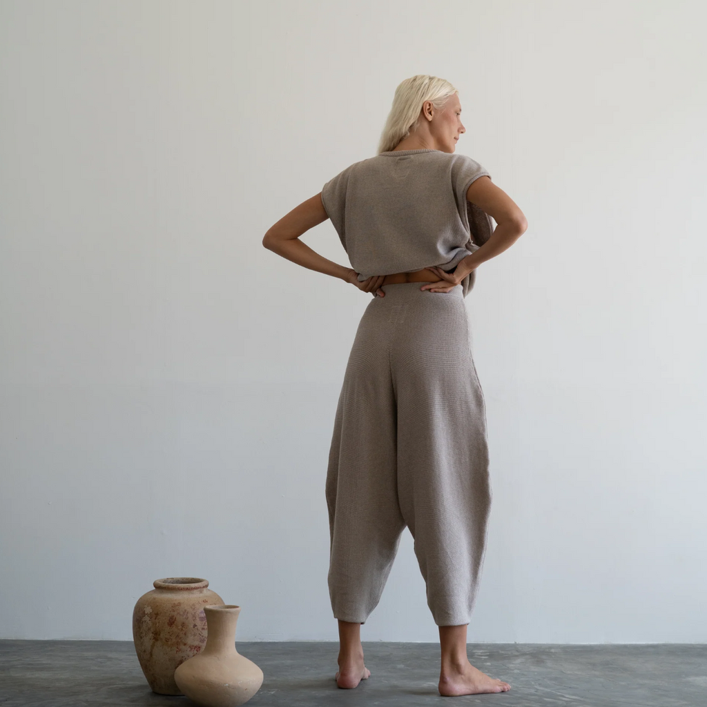 Elke Knit Volume Pant, Fawn