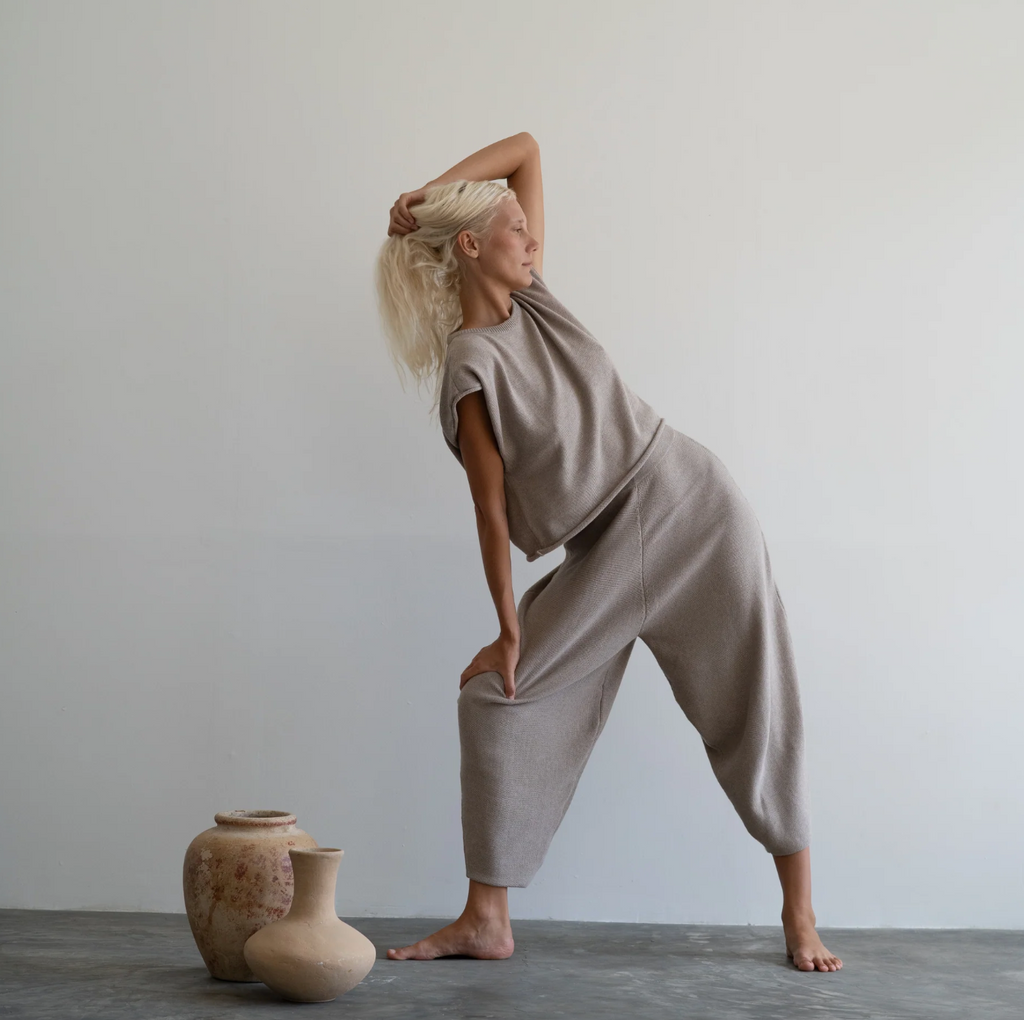 Elke Knit Volume Pant, Fawn