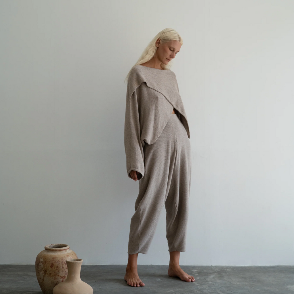 Elke Knit Volume Pant, Fawn