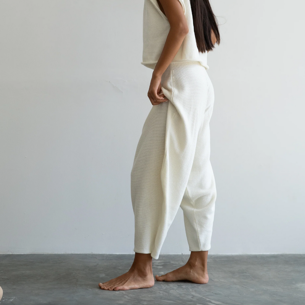 Elke Knit Volume Pant, Cream